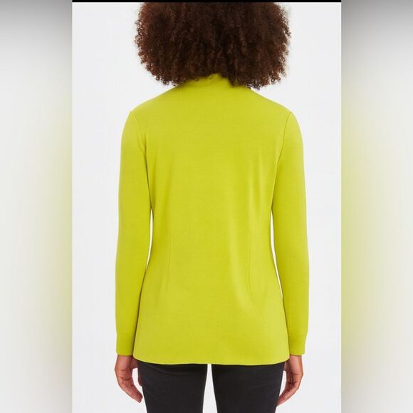 Misook Ribbed Knit Jacket Blazer Womens M Lime Green Long Sleeve Bright - Picture 3 of 7